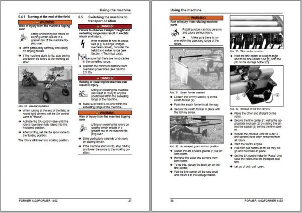 FENDT Former 1402 1452 Rotary Rake FR EN DE ES Operators Manual 2