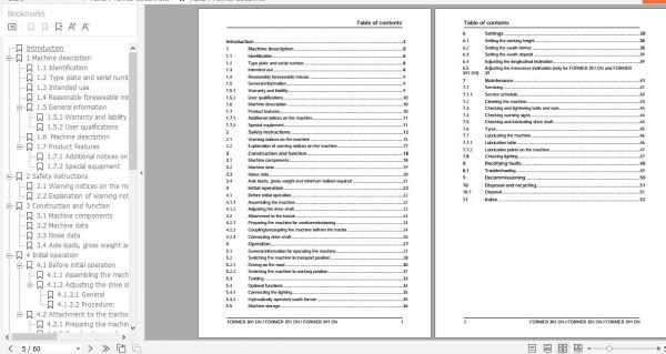FENDT Former 301DN 351DN 391DN Rotary Rake FR EN DE ES Operators Manual 2