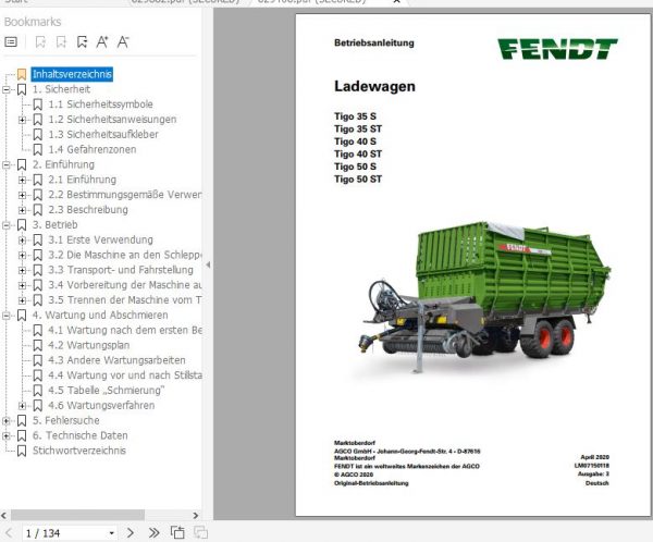 FENDT Loader Wagon Tigo S ST Series FR EN DE Operators Manual 1