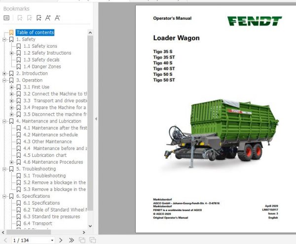 FENDT Loader Wagon Tigo S ST Series FR EN DE Operators Manual 2