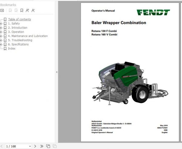 FENDT Rotana 130F 160V Combi Baler Wrapper Combination FR EN DE Operators Manual 1