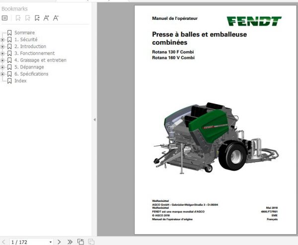 FENDT Rotana 130F 160V Combi Baler Wrapper Combination FR EN DE Operators Manual 3