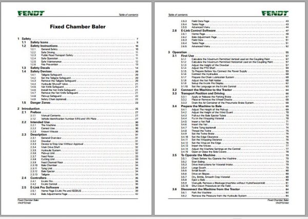 FENDT Rotana 130F Classic Master Xtra Fixed Chamber Baler FR EN ES Operators Manual 4