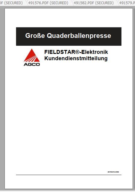 FENDT Square Balers 990 1270 1290 12130 DE Operators Workshop Manuals Wiring Diagram 3