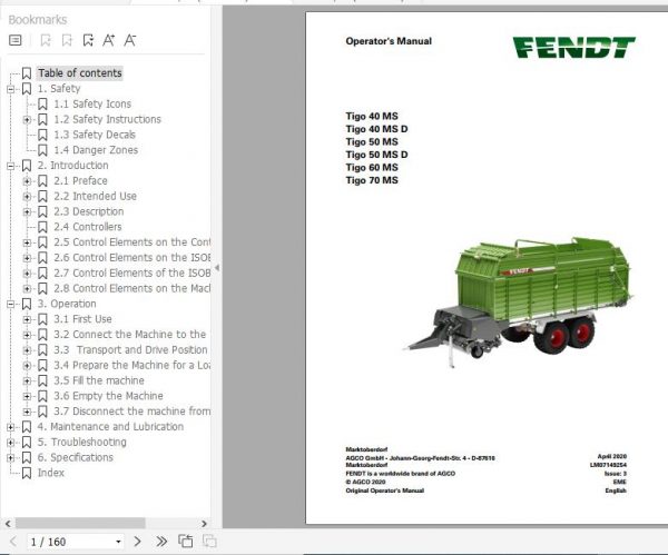 FENDT Tigo MS Series FR EN DE ES Operators Manual 3