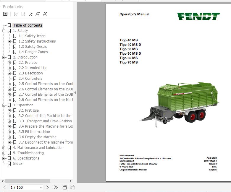 FENDT Tigo MS Series FR EN DE ES Operators Manual 3