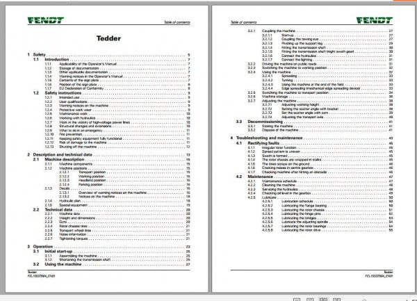 FENDT Twister 13010 T Tedder FR EN DE ES Operators Manual 2