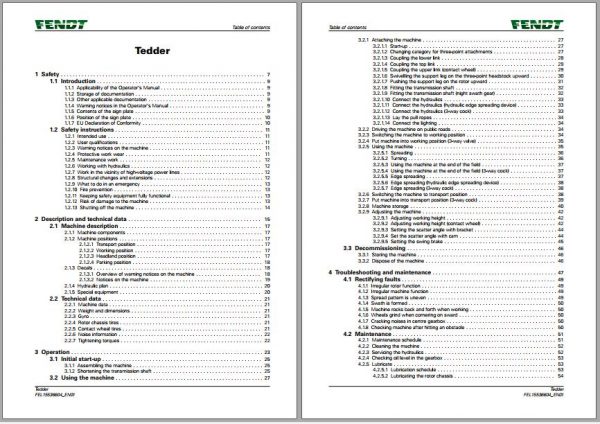FENDT Twister 8608 DN Tedder FR EN DE ES Operators Manual 2