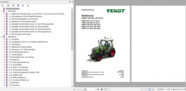 Fendt 200 VFP Gen3 Operation Maintenance Manual 1