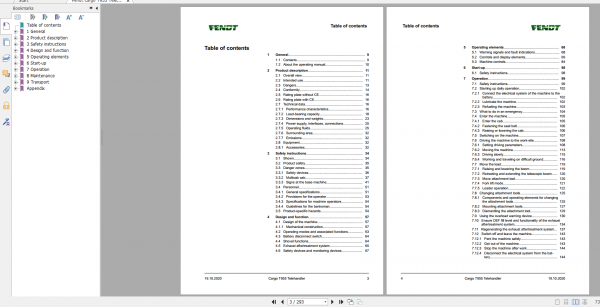 Fendt Cargo T955 Telehandler Operation Manual EN 2