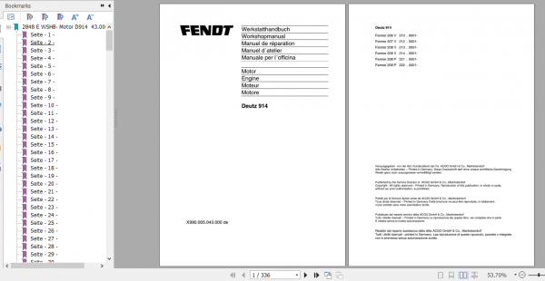 Fendt Deutz 914 Workshop Manual German 1