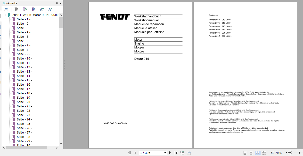 Fendt Deutz 914 Workshop Manual German 1