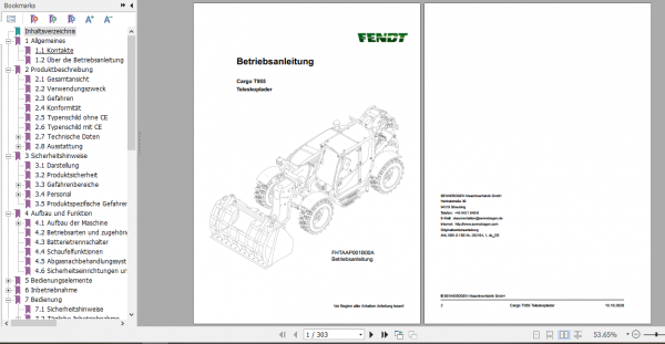 Fendt Telehandler T955 Operation Manual German 1
