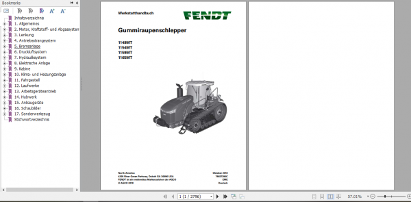 Fendt Tractor 1000 MT Operator Technical Data Workshop Manual German 2