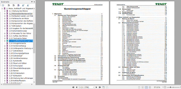 Fendt Tractor 1000 MT Operator Technical Data Workshop Manual German 3