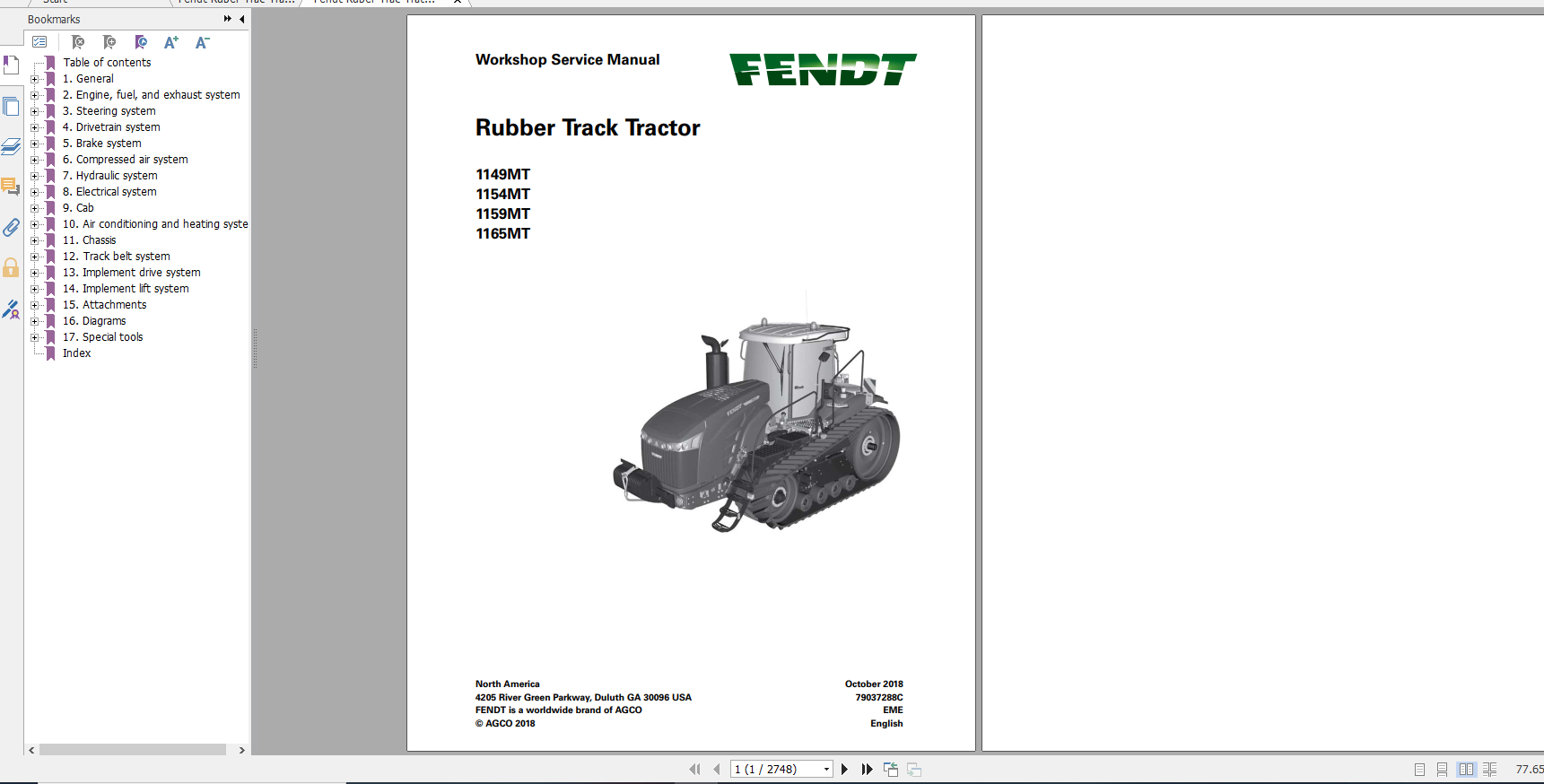 Fendt Tractor 1000 Mt Operation Manual Workshop Manual EN 1