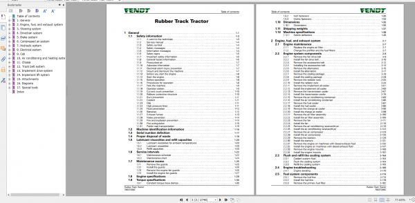 Fendt Tractor 1000 Mt Operation Manual Workshop Manual EN 2