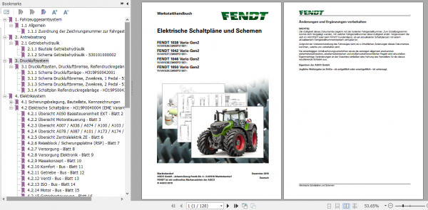 Fendt Tractor 1000 Vario Gen2 VIN 536 539 Operator Diagrams Workshop Manual German 1