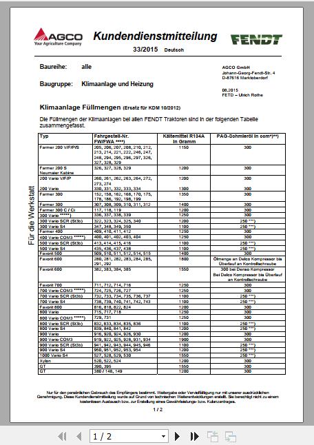 Fendt Tractor 200 Vario Com3 VIN 330 334 Operator Diagram Workshop Manual German 1