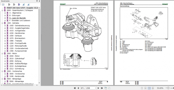 Fendt Tractor 200 Vario Com3 VIN 330 334 Operator Diagram Workshop Manual German 33 1