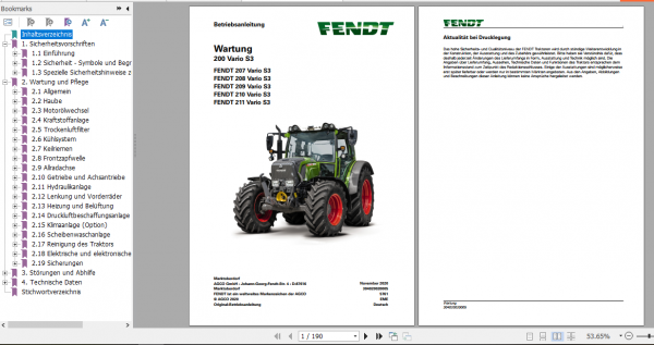 Fendt Tractor 200 Vario S3 Operation Maintenance Manual German 3