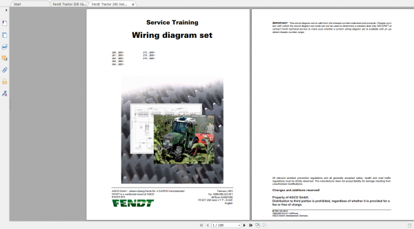 Fendt Tractor 200 Vario VFP Com3 VIN 260 264 272 274 Diagram Operator Workshop Manual EN 1