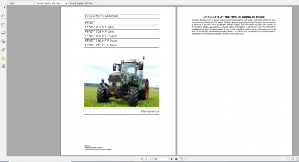 Fendt Tractor 200 Vario VFP Com3 VIN 260 264 272 274 Diagram Operator Workshop Manual EN 4