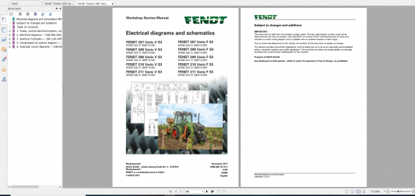 Fendt Tractor 200 Vario VFP S3 VIN 232 236 239 243 251 253 Diagram Workshop Manual EN 1