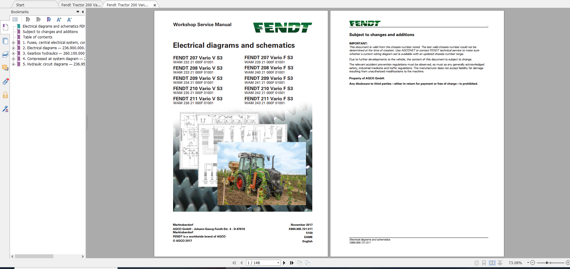 Fendt Tractor 200 Vario VFP S3 VIN 232 236 239 243 251 253 Diagram Workshop Manual EN 1