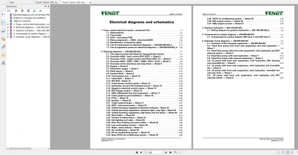 Fendt Tractor 200 Vario VFP S3 VIN 232 236 239 243 251 253 Diagram Workshop Manual EN 2
