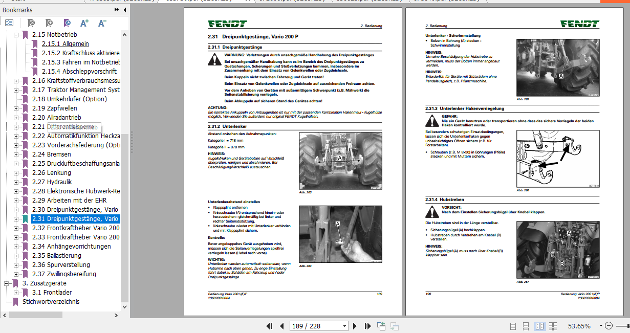 Fendt Tractor 200 Vario VFP S3 VIN 232 253 Operator Diagram Workshop Manual German 5