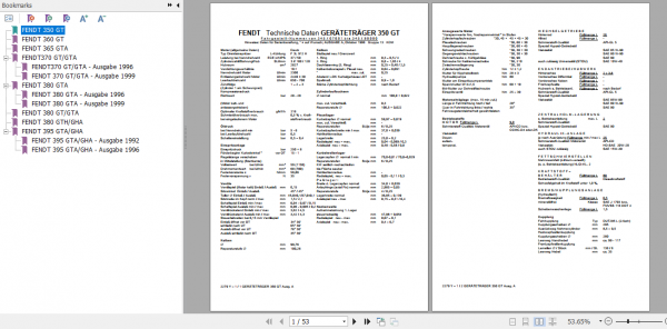 Fendt Tractor 300 GT VIN 148 395 Operator Technical Data Workshop Manual German 4