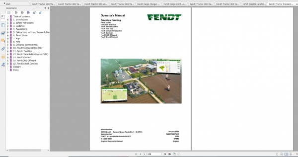 Fendt Tractor 300 Vario Gen4 VIN 351 354 Diagram Operation Manual Workshop Manual EN 2