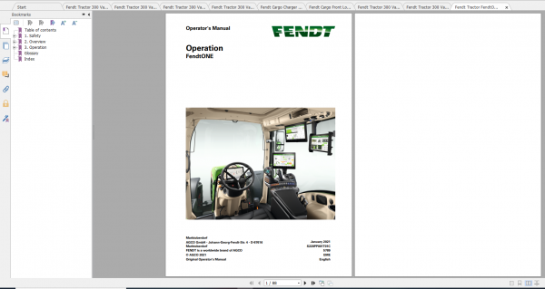 Fendt Tractor 300 Vario Gen4 VIN 351 354 Diagram Operation Manual Workshop Manual EN 3