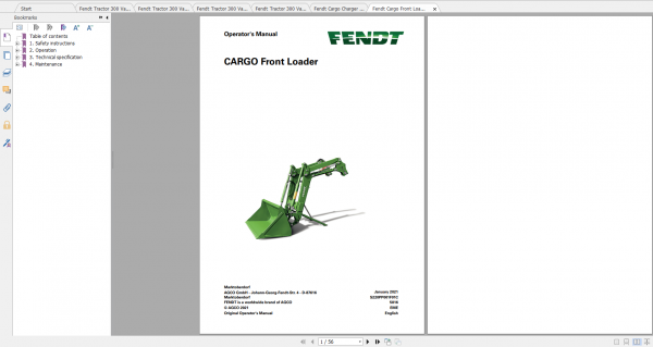 Fendt Tractor 300 Vario Gen4 VIN 351 354 Diagram Operation Manual Workshop Manual EN 6