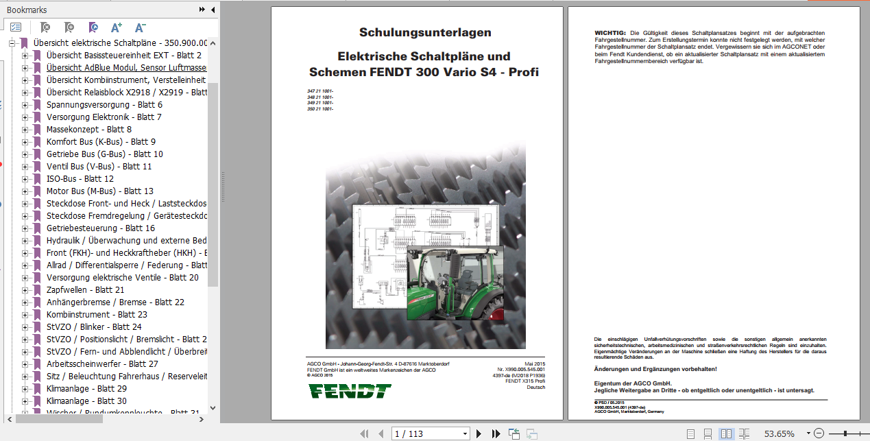 Fendt Tractor 300 Vario S4 347 350 Operator Diagram Workshop Manual German 2