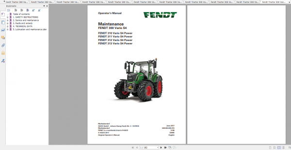 Fendt Tractor 300 Vario S4 VIN 347 350 Diagram Operation Manual Workshop Manual EN 7