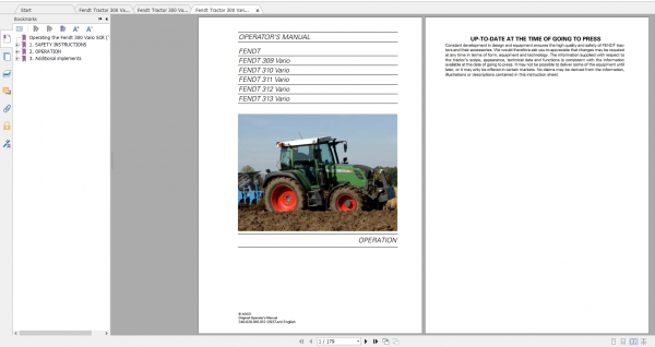 Fendt Tractor 300 Vario Scr 3b VIN 322 340 Diagram Operation Manual Workshop Manual EN 5