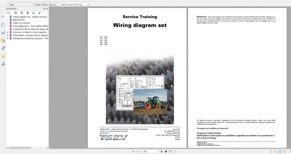 Fendt Tractor 300 Vario Scr 3b VIN 322 340 Diagram Operation Manual Workshop Manual EN 6