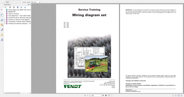 Fendt Tractor 300 Vario Scr 3b VIN 322 340 Diagram Operation Manual Workshop Manual EN 7