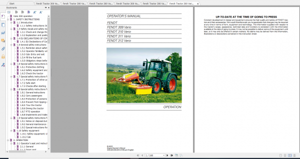 Fendt Tractor 300 Vario VIN 336 339 Diagram Operation Manual Workshop Manual EN 6