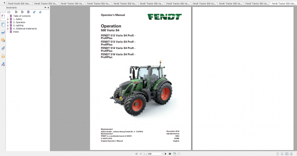 Fendt Tractor 500 Vario S4 VIN 435 438 Diagram Operation Manual Workshop Manual EN 5