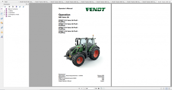 Fendt Tractor 500 Vario S4 VIN 435 438 Diagram Operation Manual Workshop Manual EN 6