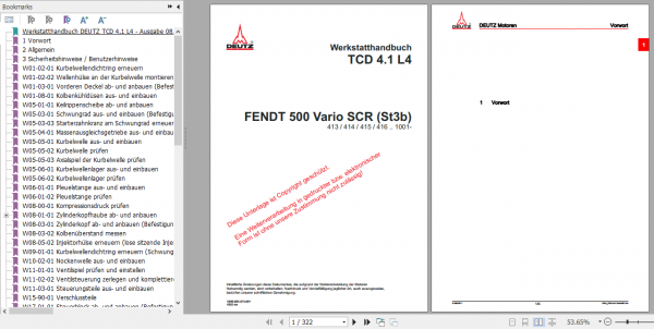 Fendt Tractor 500 Vario SCR 3b VIN 413 416 Operator Diagrams Workshop Manual German 3