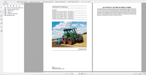 Fendt Tractor 500 Vario Scr 3b VIN 413 416 Diagram Workshop Manual EN 1