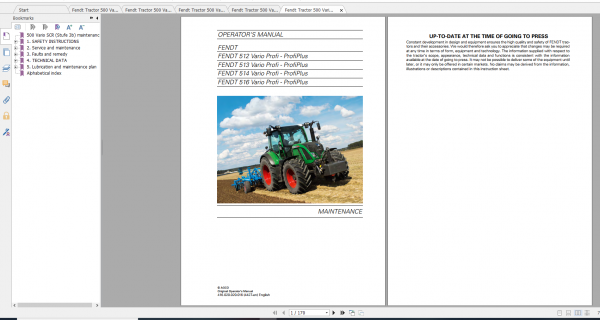 Fendt Tractor 500 Vario Scr 3b VIN 413 416 Diagram Workshop Manual EN 2