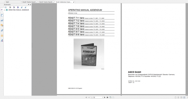 Fendt Tractor 700 Vario Com2 711 716 Diagram Operation Workshop Manual EN 5