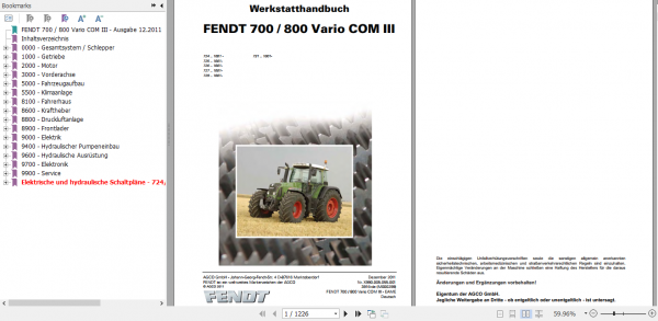 Fendt Tractor 700 Vario Com3 724 727 Operator Diagrams Workshop Manual German 7
