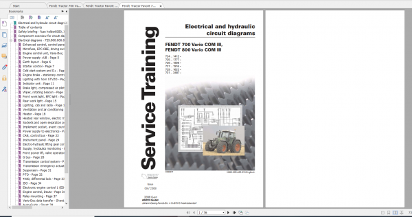 Fendt Tractor 700 Vario Com3 VIN 724 727 Diagram Operation Manual Workshop Manual EN 3