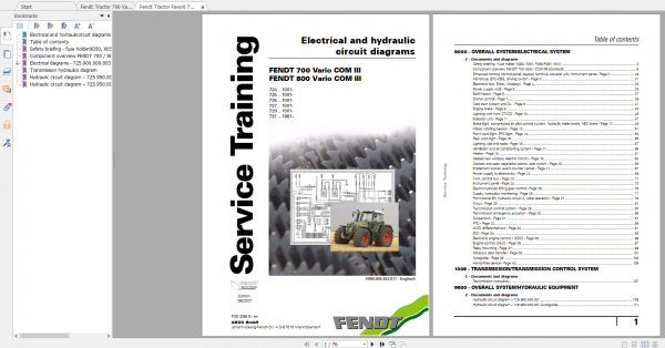 Fendt Tractor 700 Vario Com3 VIN 724 727 Diagram Operation Manual Workshop Manual EN 4